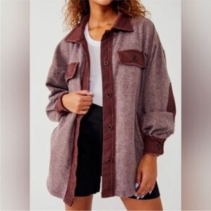 Free People Ruby Shacket Burgundy Size Small